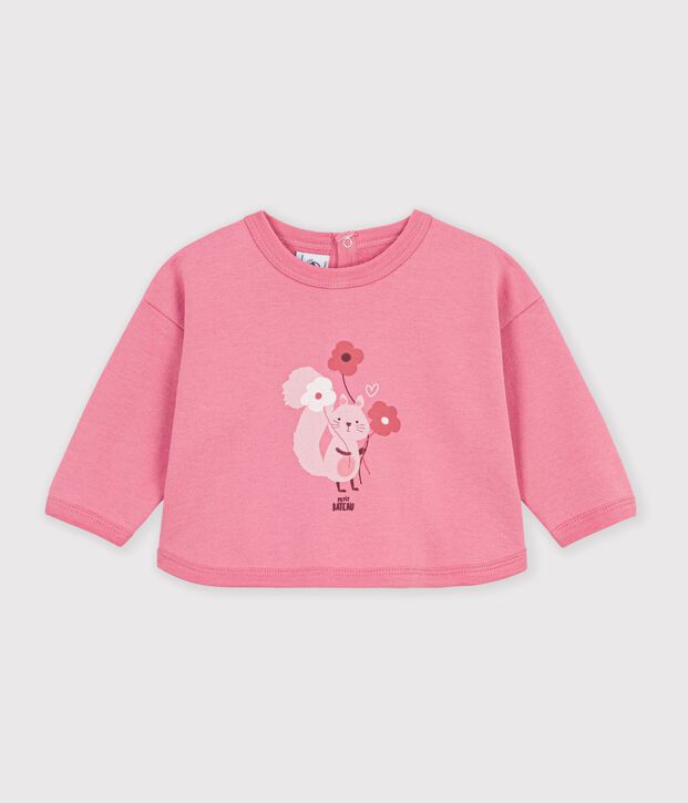 Baby-Sweatshirt aus Baumwolle mit Tiermotiv rosa