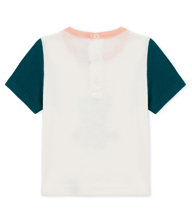 Kurz&auml;rmeliges baby-t-shirt mit motiv jungen weiss/gr&uuml;n