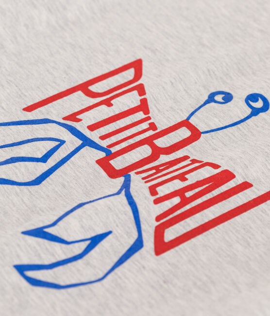 Kurzärmeliges Kinder-T-Shirt aus bedruckter Baumwolle grau BELUGA CHINE