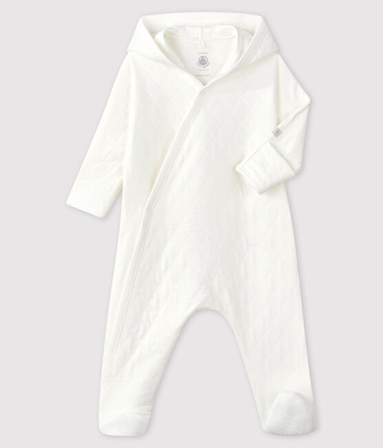 Langer Baby-Overall aus gestepptem Doppeljersey weiss MARSHMALLOW