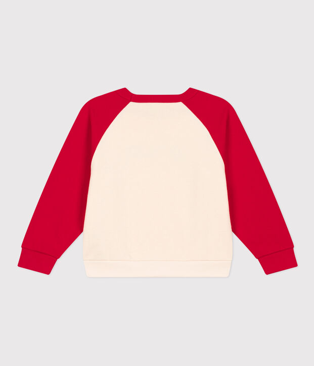 Sweatshirt aus Molton f&uuml;r Kinder/Jungen naturfarben/rot