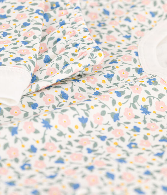 Kinderpyjama aus Doppeljersey für Mädchen weiss MARSHMALLOW/weiss MULTICO
