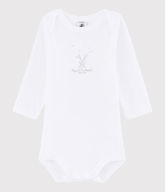 Langärmeliger Baby-Body Mädchen/Jungen weiss ECUME