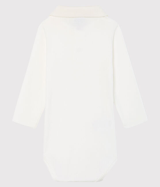 Langärmliger Baby-Body mit Polokragen für Jungen weiss MARSHMALLOW