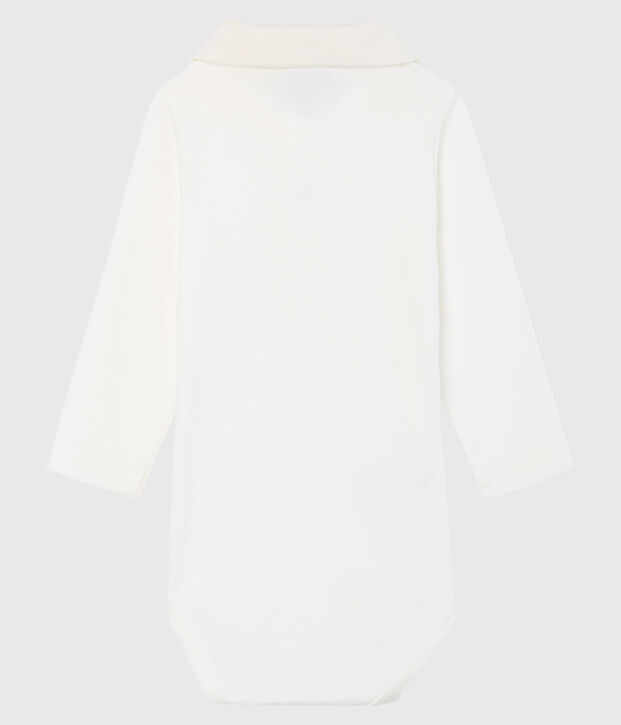 Lang&auml;rmliger Baby-Body mit Polokragen f&uuml;r Jungen weiss