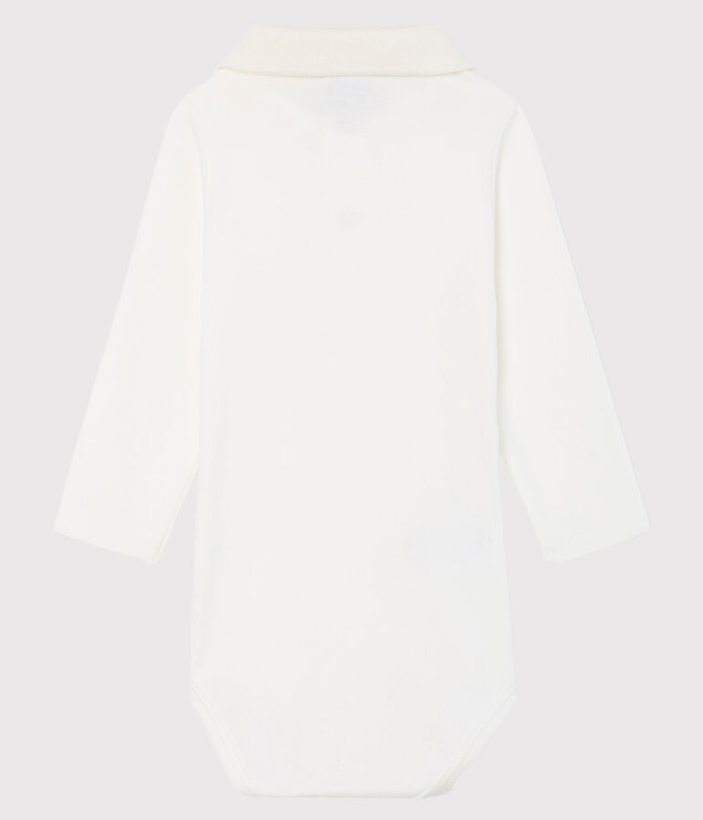 Lang&auml;rmliger Baby-Body mit Polokragen f&uuml;r Jungen weiss