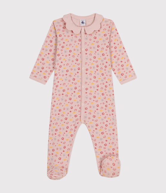 Geblümter Baby-Pyjama aus Baumwolle  rosa SALINE/weiss MULTICO