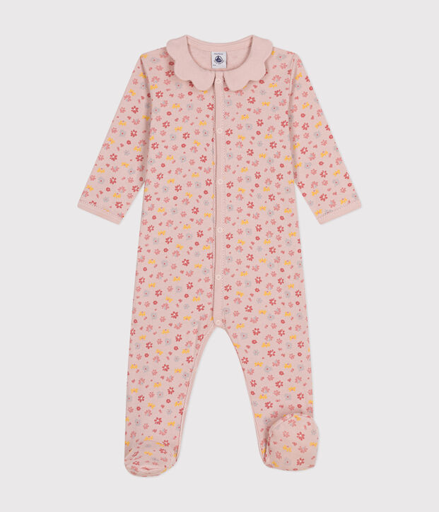 Gebl&uuml;mter Baby-Pyjama aus Baumwolle rosa/vielfarbig