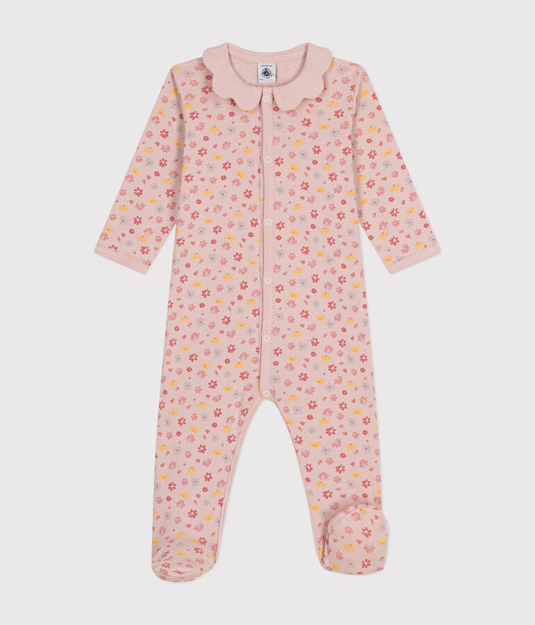 Gebl&uuml;mter Baby-Pyjama aus Baumwolle rosa/vielfarbig
