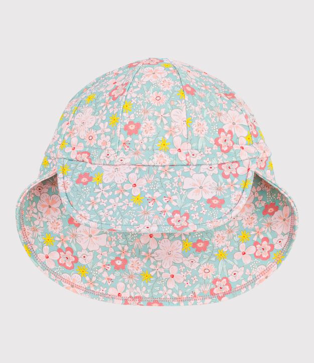 Gebl&uuml;mte Baby-Kappe mit UV-Schutz blau/vielfarbig