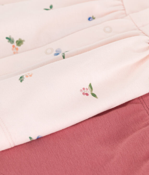 2-teiliges Newborn-Set aus Baumwolle mit R&uuml;schenbluse rosa/vielfarbig