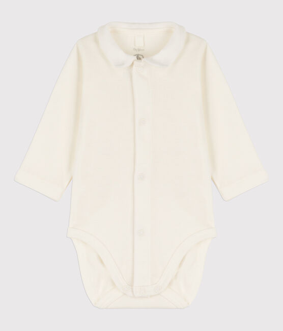 Baby-Body aus Baumwolle mit Kragen weiss MARSHMALLOW