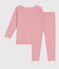Langärmeliger Kinder-Pyjama aus einfarbiger Baumwolle rosa CHARME