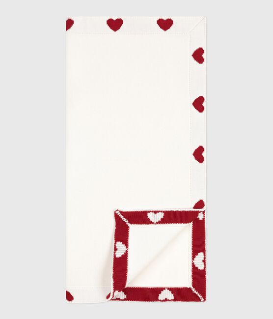 Newborn Baby-Decke aus Baumwolle weiss MARSHMALLOW/rot TERKUIT