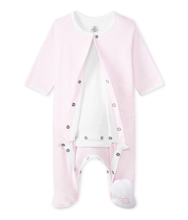 Unisex-Baby-Body und Schlafanzug in einem rosa/weiss