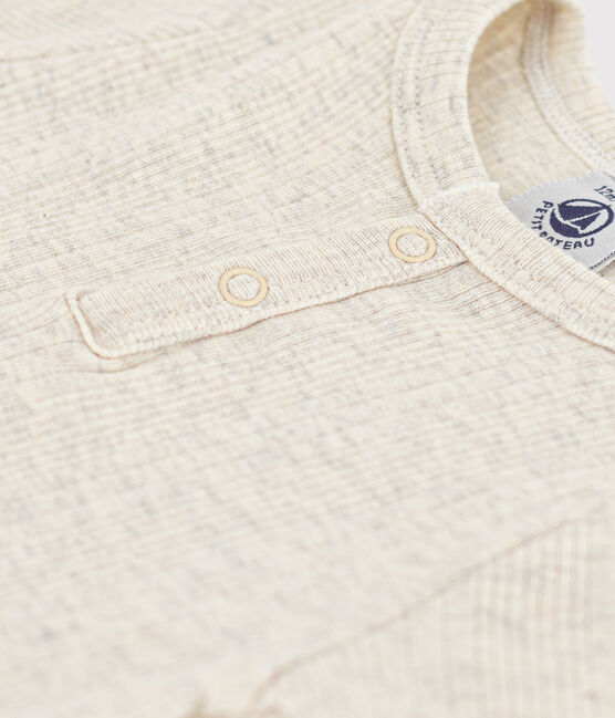 Kurzärmeliger Baby-Body aus Baumwolle mit Tunikaausschnitt beige MONTELIMAR CHINE
