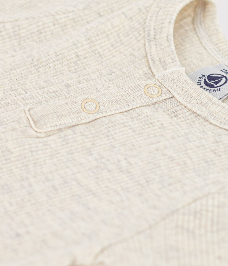 Kurz&auml;rmeliger Baby-Body aus Baumwolle mit Tunikaausschnitt beige