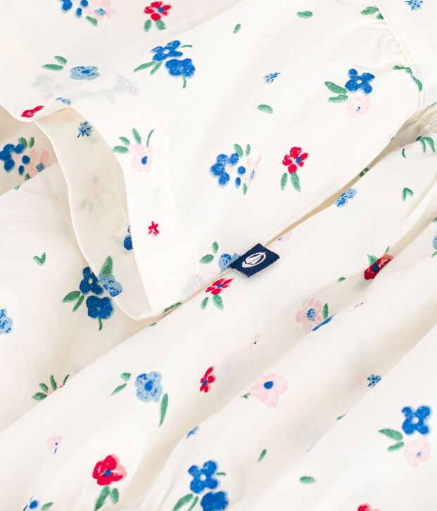 Kurz&auml;rmeliges Babykleid aus Baumwolle und dazu passender Bloomer mit Blumenmuster weiss/vielfarbig