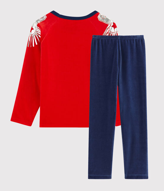 Kinderpyjama aus Nicki als Kostüm für Jungen blau MEDIEVAL/rot FROUFROU
