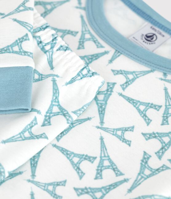 Eng anliegender Kinder-Pyjama aus Baumwolle mit Eiffelturm-Motiv MARSHMALLOW/ MIMI/ MULTICO