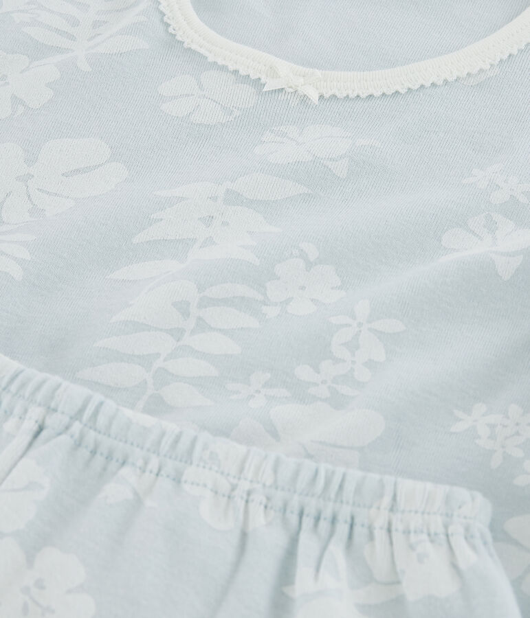 Kinderpyjama Hawaii aus Baumwolle f&uuml;r M&auml;dchen blau/weiss