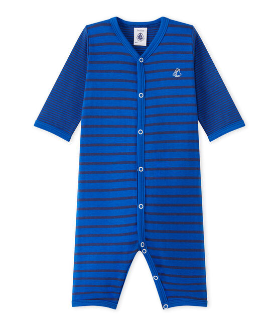 Baby-Jungen-Strampler ohne Fuß blau PERSE/blau CHALOUPE