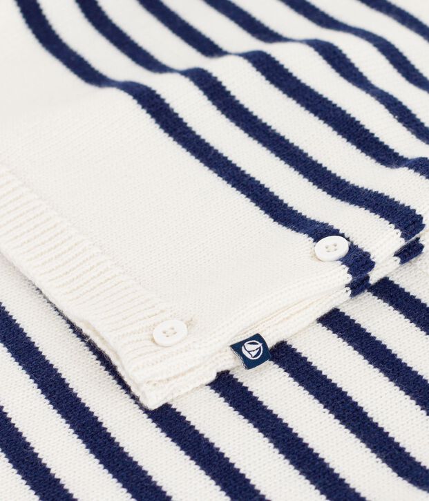 2-teiliges Baby-Set aus Wollstrick mit Matrosenstreifen blau/blau
