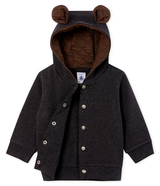 Baby-Kapuzensweatshirt aus geripptem Elasthan für Jungen. grau CITY CHINE