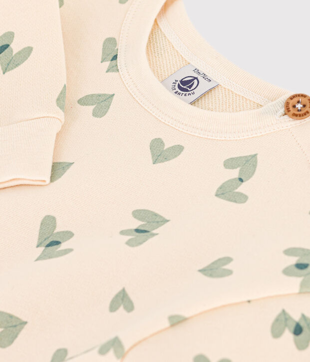 Baby-Sweatshirt aus bedrucktem Molton naturfarben/gr&uuml;n