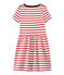 Gestreiftes Mädchen-Kleid weiss MARSHMALLOW/rot TERKUIT