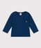 Langärmeliges Baby-T-Shirt aus geflammtem Jersey blau INCOGNITO