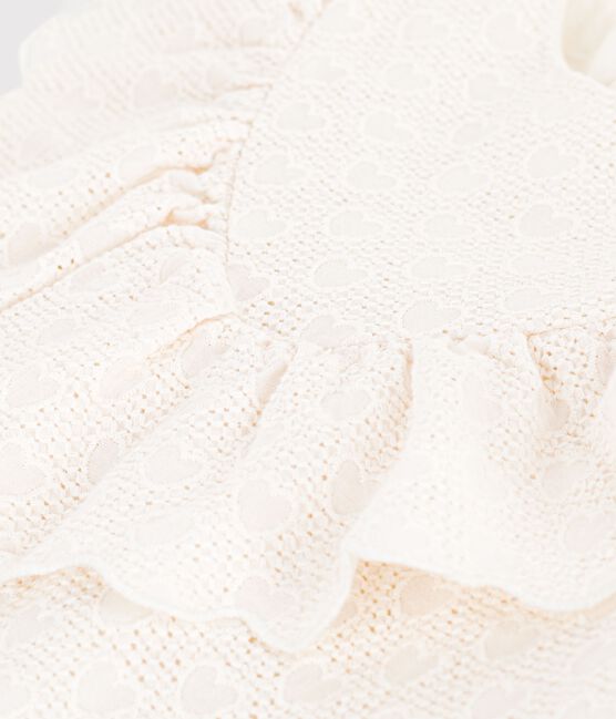 Kurzärmeliges Kinder-Kleid aus Baumwolle mit Herzmotiv weiss MARSHMALLOW