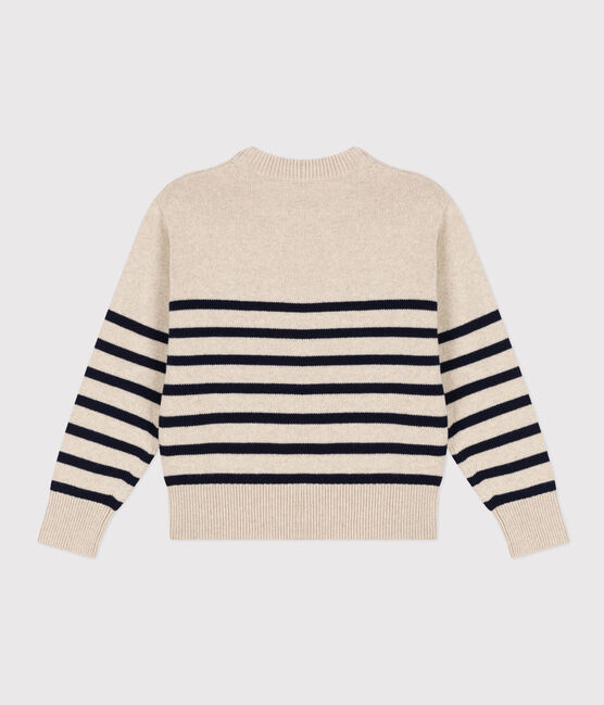 Damenpullover aus Wolle mit Marinestreifen weiss AVALANCHE/blau SMOKING