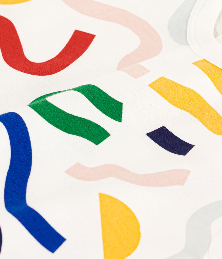 Baby-Kurzoverall aus Molton weiss/vielfarbig