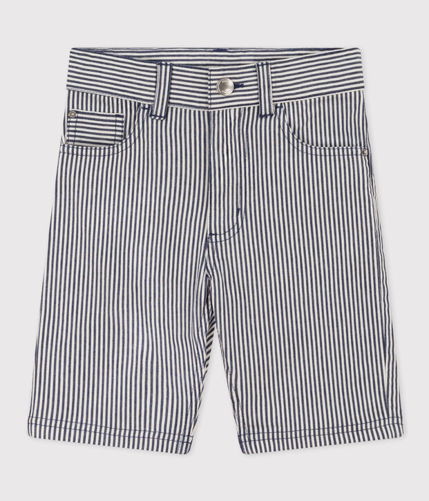Kinder-Bermudashorts aus Baumwollcanvas f&uuml;r Jungen blau/weiss