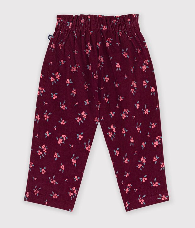 Baby-Hose aus gebl&uuml;mtem Fein-Cord rot/vielfarbig
