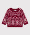 Baby-Pullover aus Wolle und Baumwolle mit Muster rot AMARANTE/ AVALANCHE