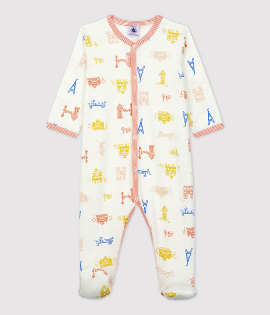 Baby-Strampler aus Baumwolle mit Paris-Print weiss MARSHMALLOW/weiss MULTICO