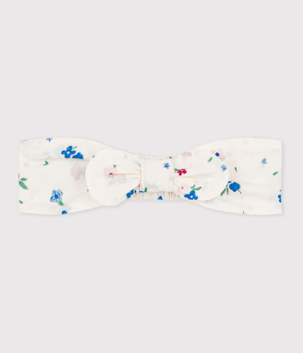 Baby-Haarband aus Popeline mit Blumenmuster f&uuml;r M&auml;dchen weiss/vielfarbig