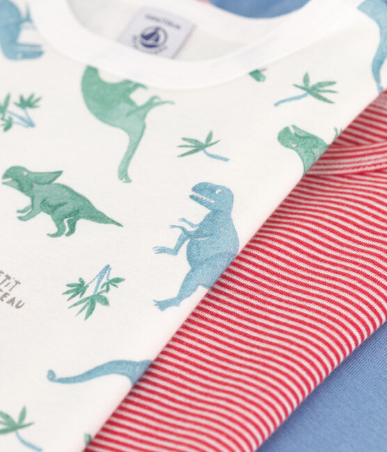 3er-Set kurzärmelige Kinder-T-Shirts aus Baumwolle mit Dinos variante 1