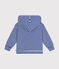 Gestreiftes Kinder-Sweatshirt mit Kapuze aus Bouclé-Frottee blau SURF/ AVALANCHE