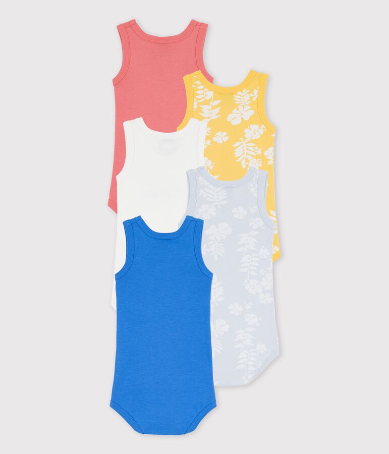 5er-Set &auml;rmellose Bodys aus Baumwolle mit Hawaiimuster vielfarbig