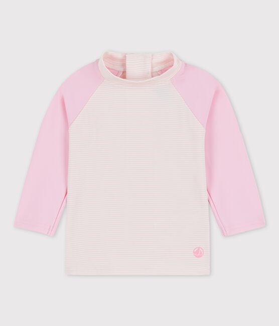 Baby-T-Shirt mit UV-Schutz aus recycelten Materialien rosa MINOIS/weiss MARSHMALLOW