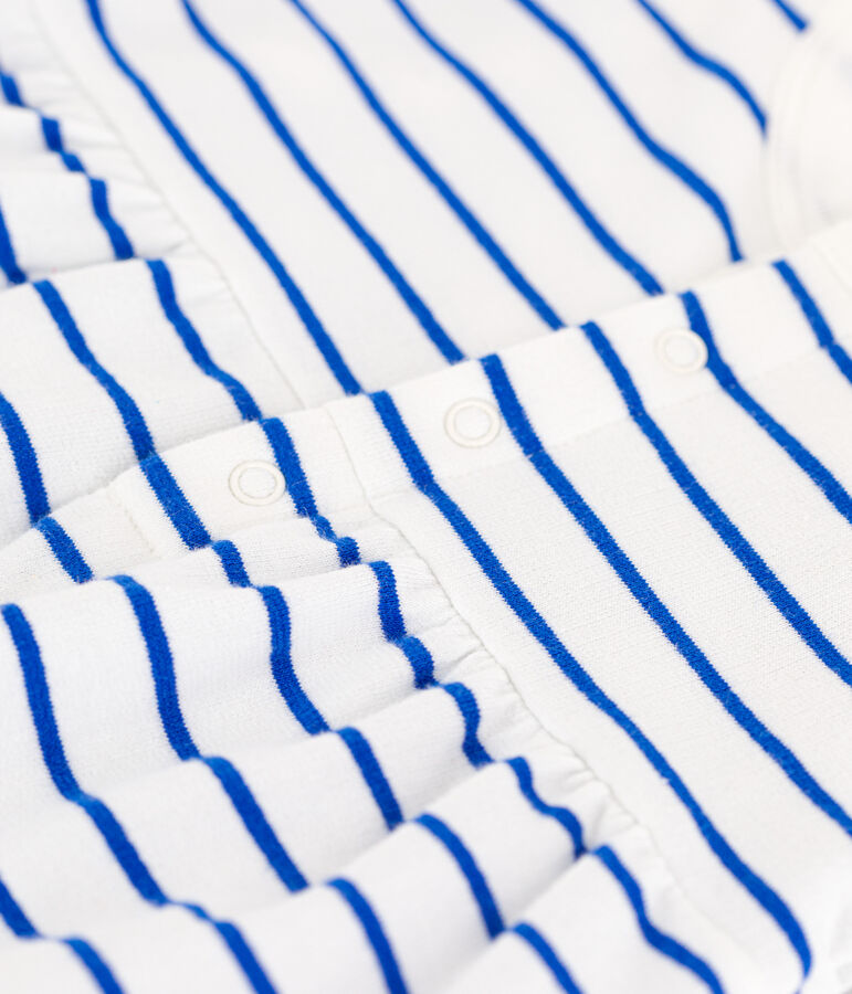 Babykleid aus Molton mit integriertem Body weiss/blau