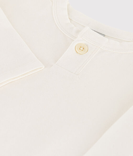 Langärmeliges Baby-T-Shirt aus Baumwolle weiss MARSHMALLOW