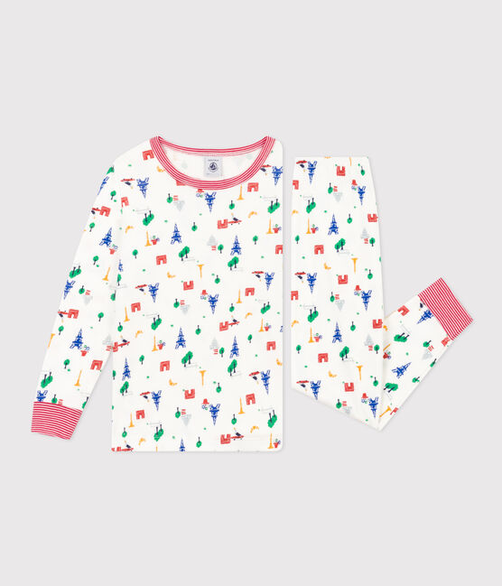 Kinderpyjama aus Baumwolle mit Paris-Printmotiv weiss MARSHMALLOW/blau MEDIEVAL/ MULTICO