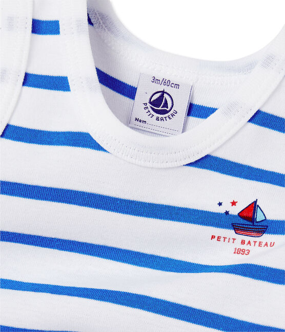 Combicourt Bebe Garcon Raye Ecume Delphinium Petit Bateau