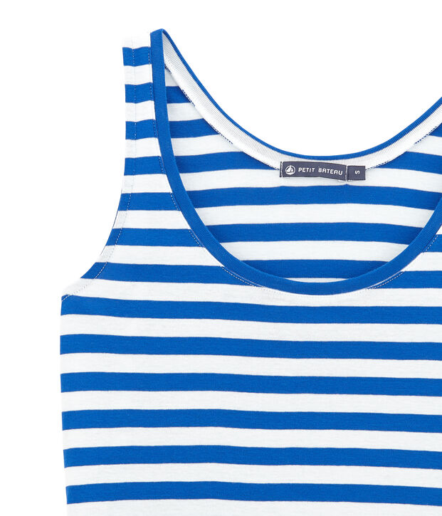 Damen-strandshirt blau/weiss