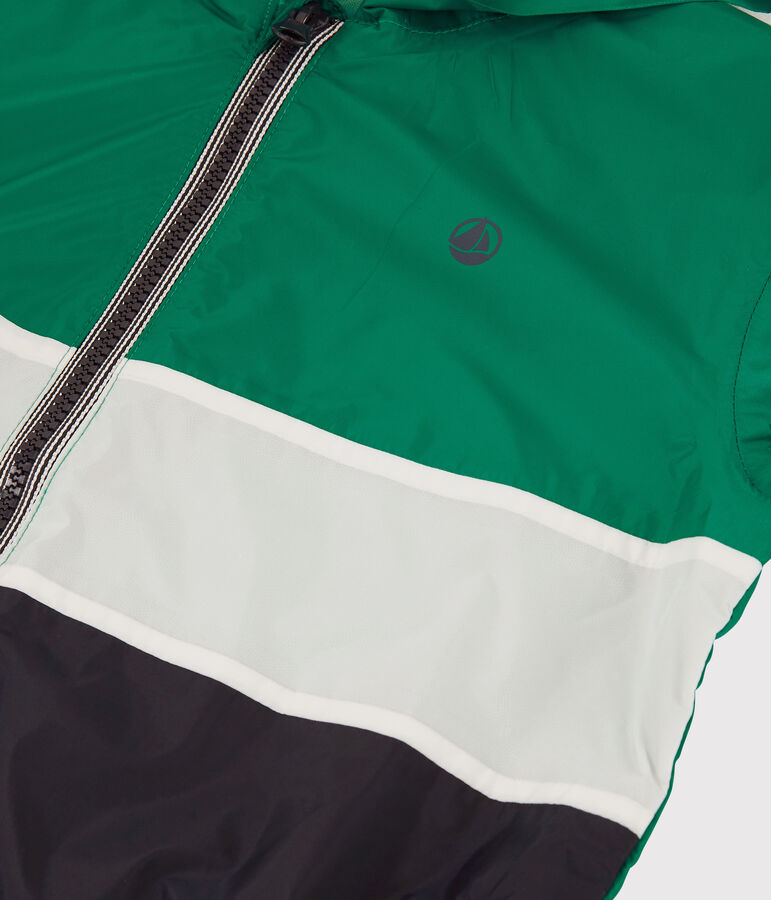 Kinder-Windjacke aus recyceltem Polyester f&uuml;r Jungen blau/gr&uuml;n