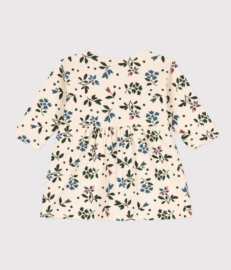 Lang&auml;rmeliges gebl&uuml;mtes Babykleid aus Doppeljersey naturfarben/vielfarbig